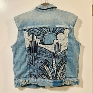 Mother Superior Women Desert Embroidered Denim Vest